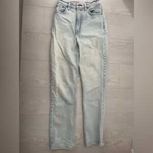 Abercrombie & Fitch Curve Love Ultra High Rise 90s Straight Blue Jeans